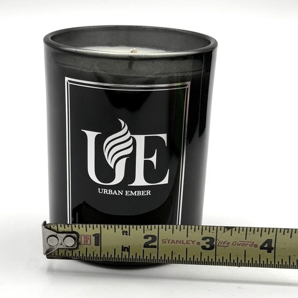Urban Ember Lavender Vanilla Musk Soy Wax Candle Set of 2 8oz Black Glass Hemp